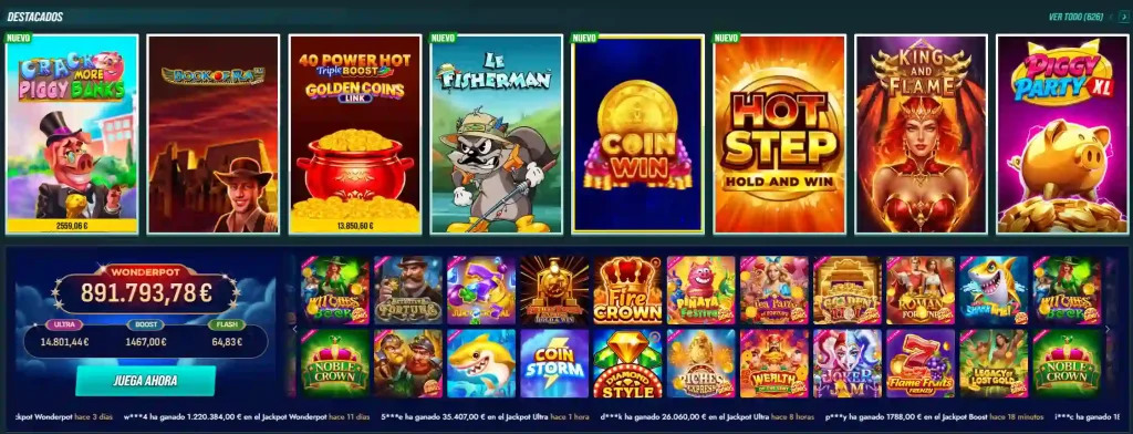 Golisimo Casino Slot Spiele Lobby mit Featured Slots, Jackpots und neuen Spielen